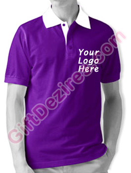 Designer Purple Berry and White Color Mens Logo T Shirts